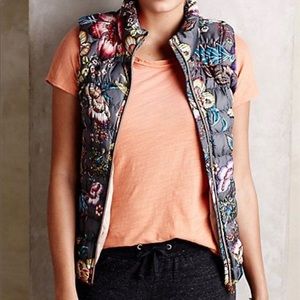 ANTHROPOLOGIE PURE + GOOD FLORAL PUFF VEST SZ L